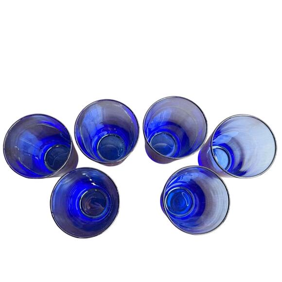 Vintage Libbey Cobalt Blue Drinking Glassware Tumbler Set - Picture 2 of 5